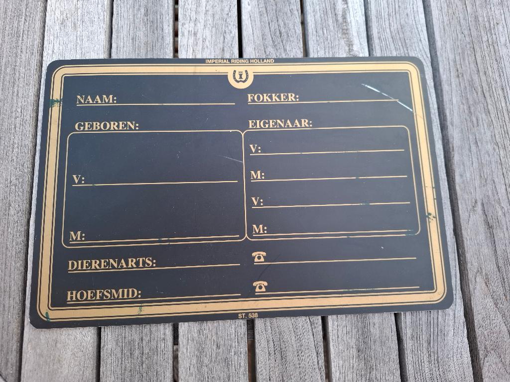 Stalbordje, Ophalen of Verzenden, Gebruikt, Dressuur
