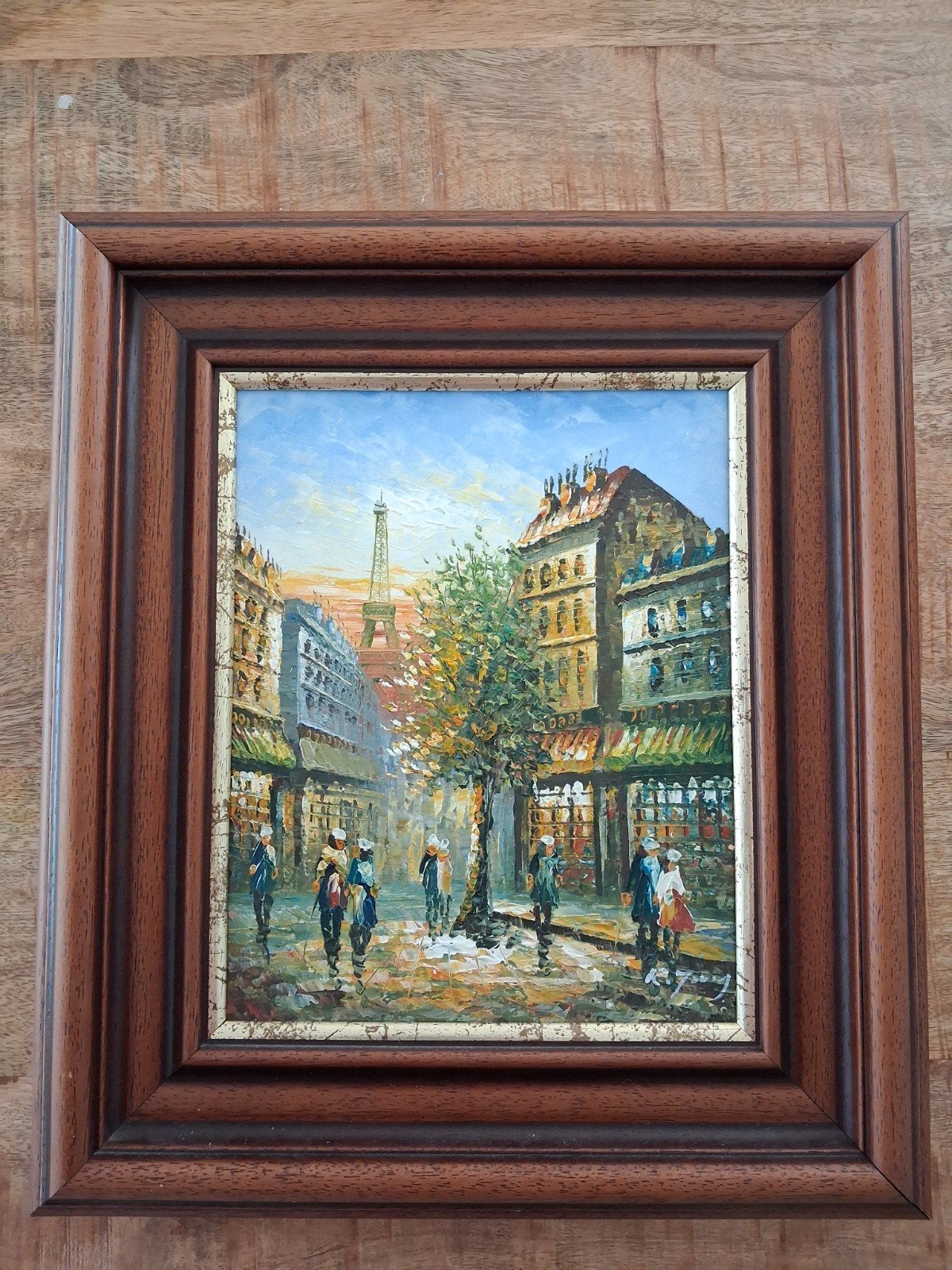 Schilderij Parijs Eiffeltoren Olieverf R. Young, Ophalen of Verzenden