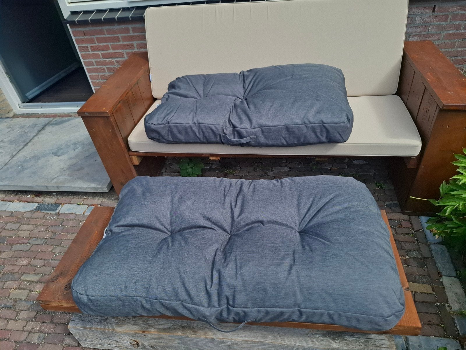 Nieuwe Palletkussenset grijs - zitkussen en rugkussen, Tuin en Terras, Tuinmeubel-accessoires, Ophalen