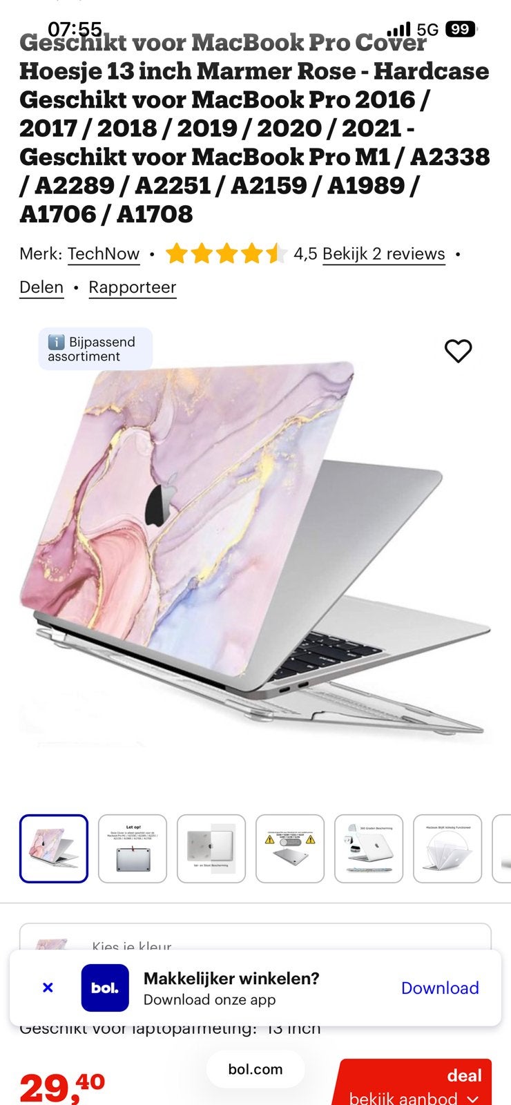 Macbook pro 13 inch hoesje, Ophalen of Verzenden, 13 inch, Zo goed als nieuw