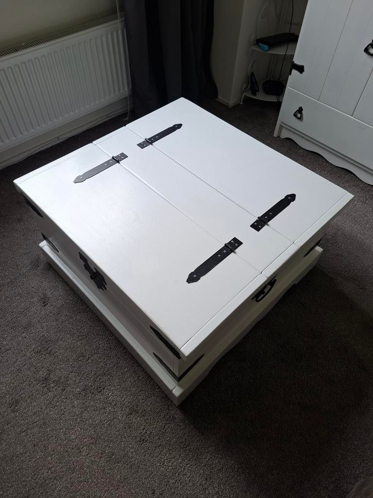 Dekenist / Salontafel wit - 84x85x45 cm, Ophalen, Gebruikt, 50 tot 100 cm, Vierkant