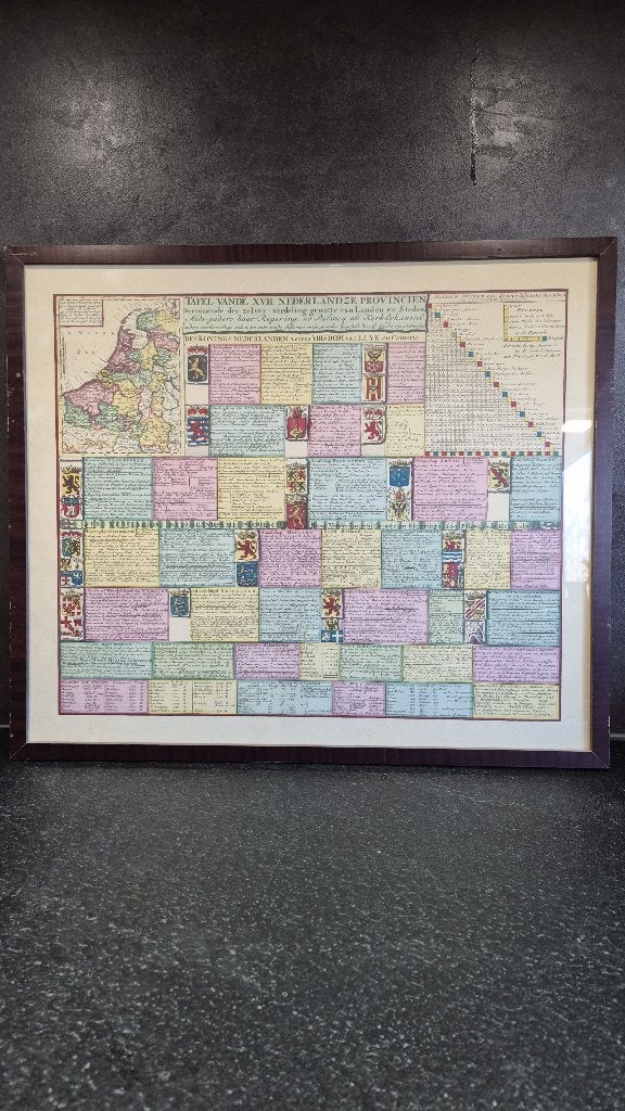 Tafel vande XVII Nederlandze Provincien, ingelijst. 8C10, Ophalen of Verzenden