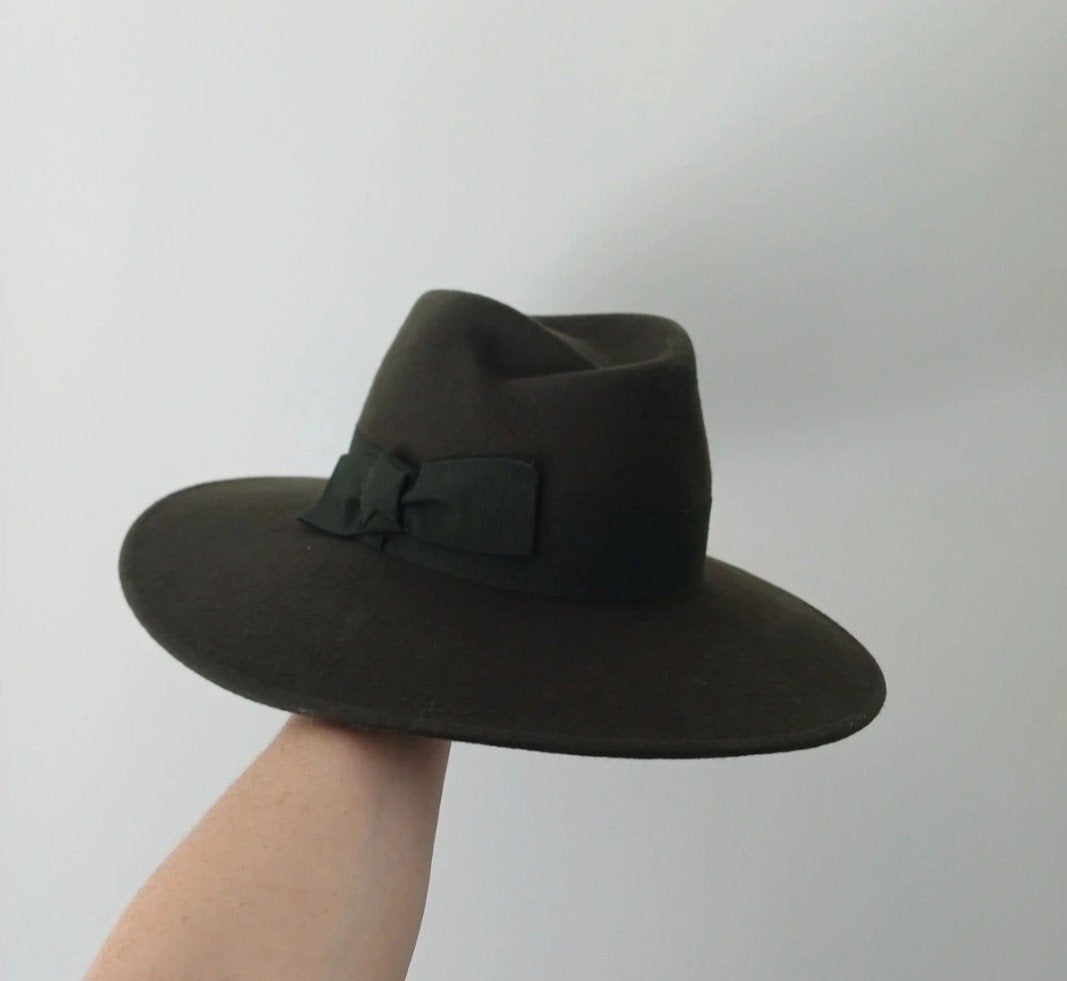 donkergroene vilten cowboy style hoed, Cowboy style hoed, Hoed, Nieuw, One size fits all