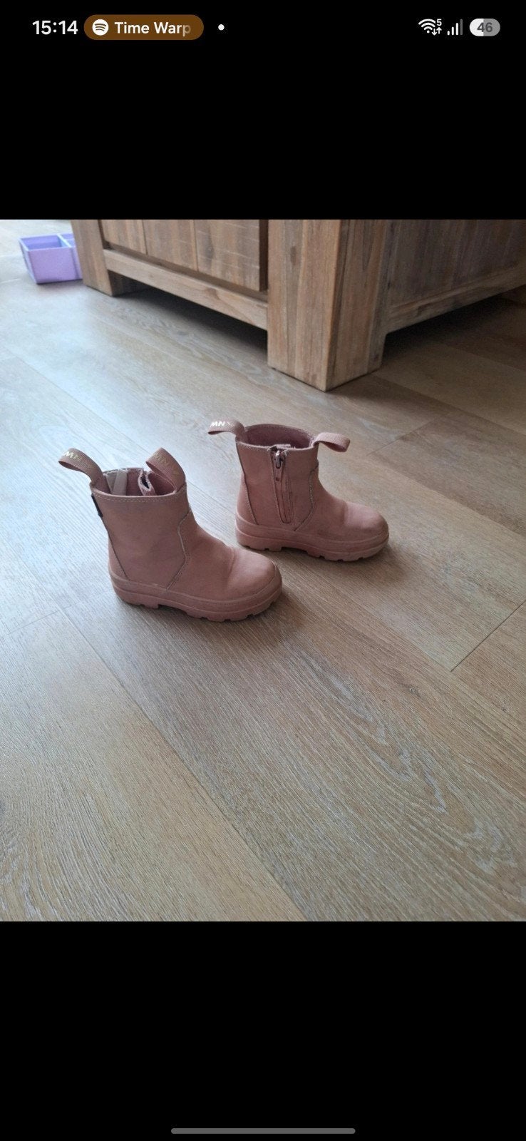 Zalmkleurige waterproof laarsjes H&M mt 24, Gebruikt, Meisje, H&M, Ophalen of Verzenden