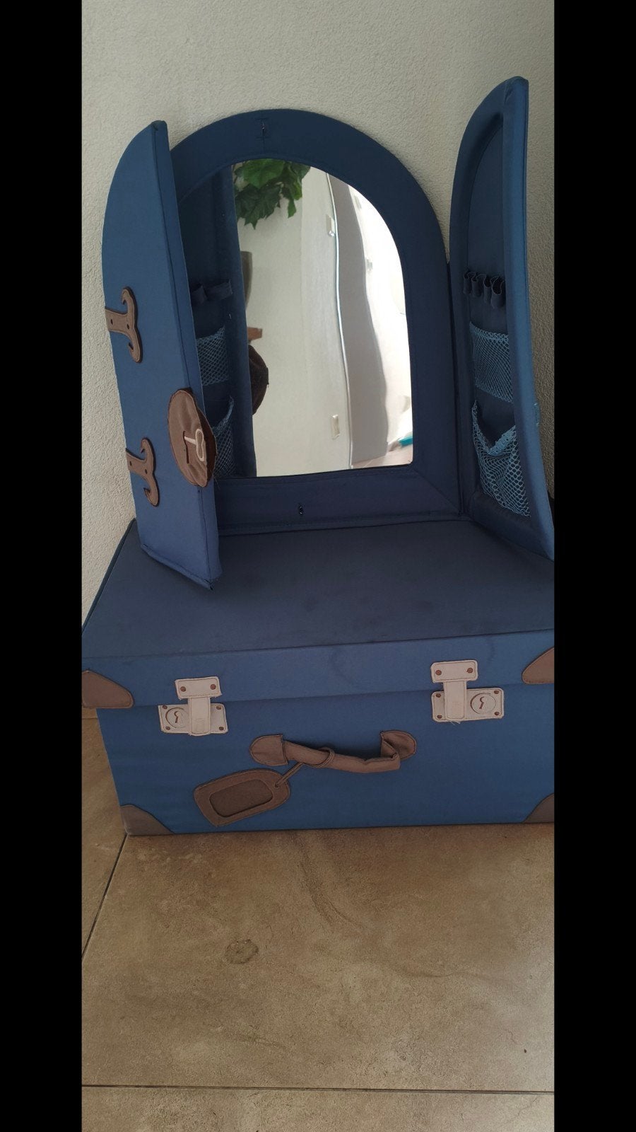 Ikea opbergdoos met spiegel - Blauw, Ophalen of Verzenden, Zo goed als nieuw
