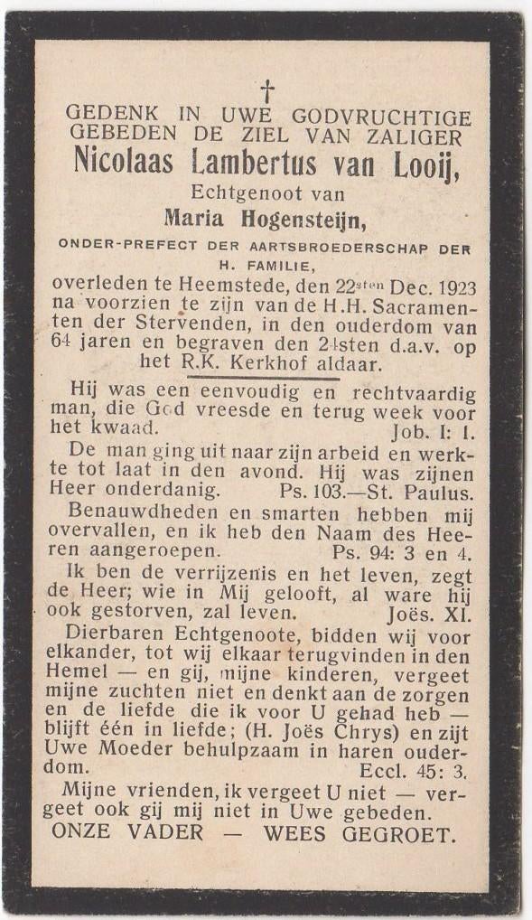 Nicolaas L. van Looij 1859 Heemstede + 1923 Heemstede, Verzenden