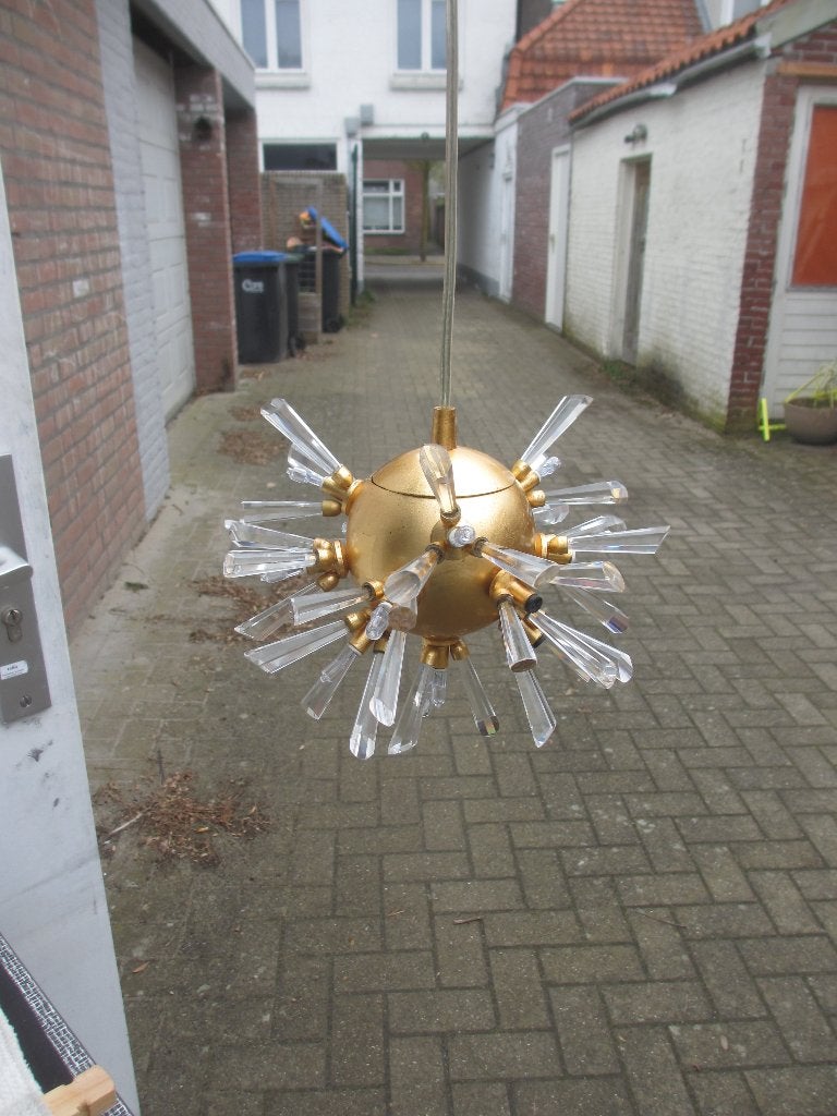 Vintage Spoetnik/ Sputnik hanglamp West Germany '60, Gebruikt, Vintage, Ophalen of Verzenden, Glas