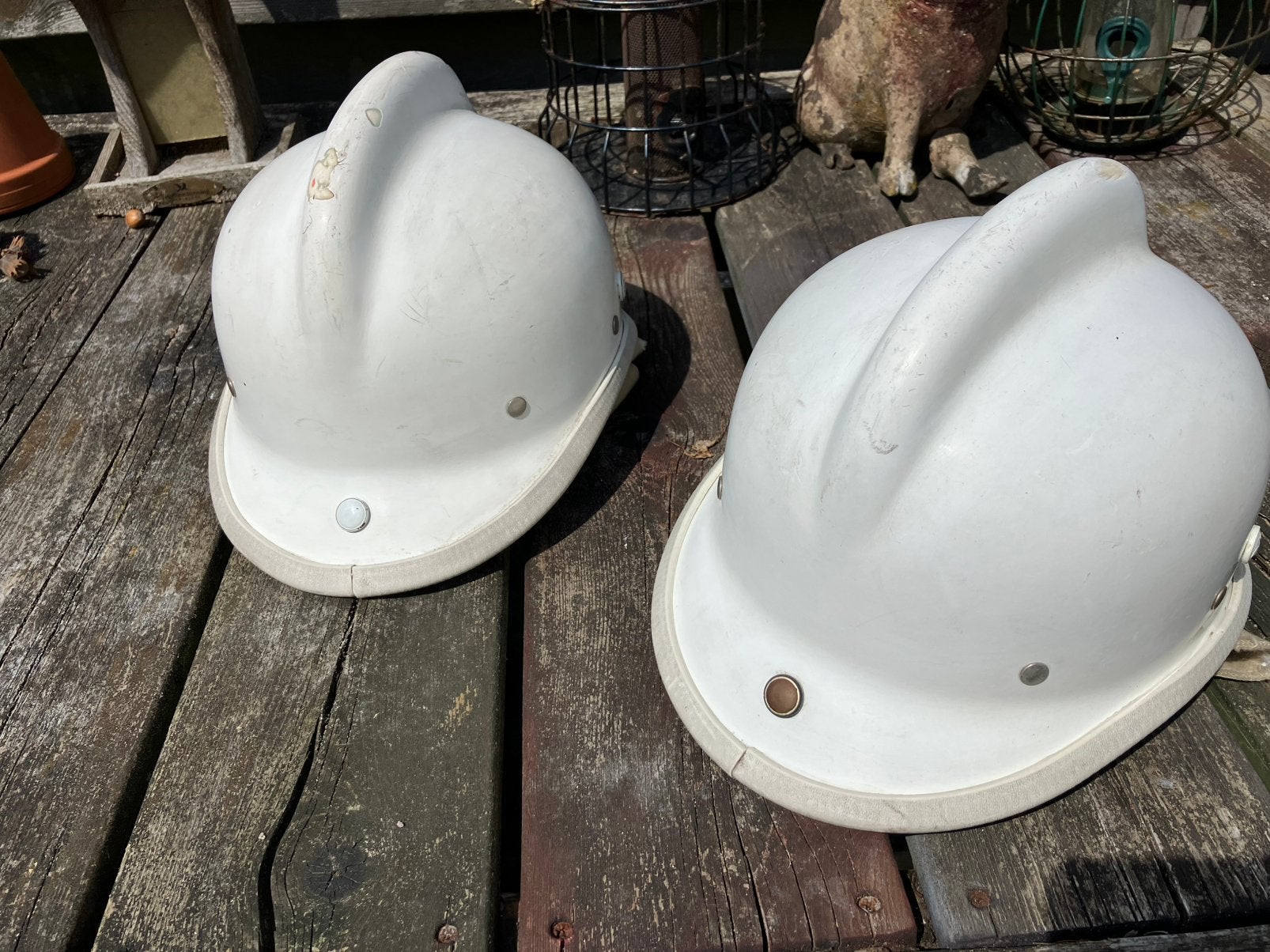 2 Brandweerhelmen., Doe-het-zelf en Verbouw, Veiligheidshelmen, Ophalen, Gebruikt