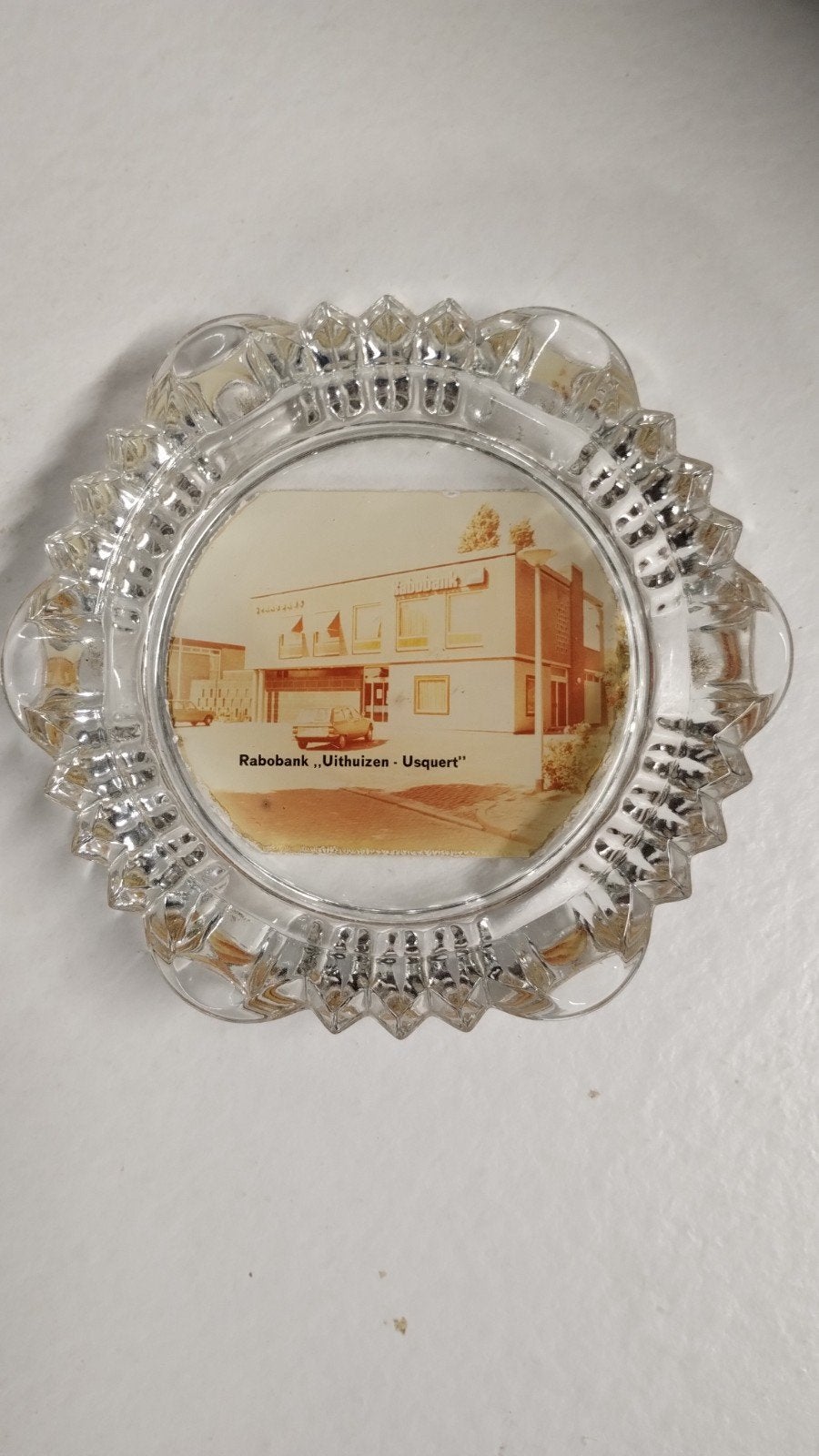 Vintage Glazen Asbak Rabobank Uithuizen Usquert, Ophalen, Gebruikt