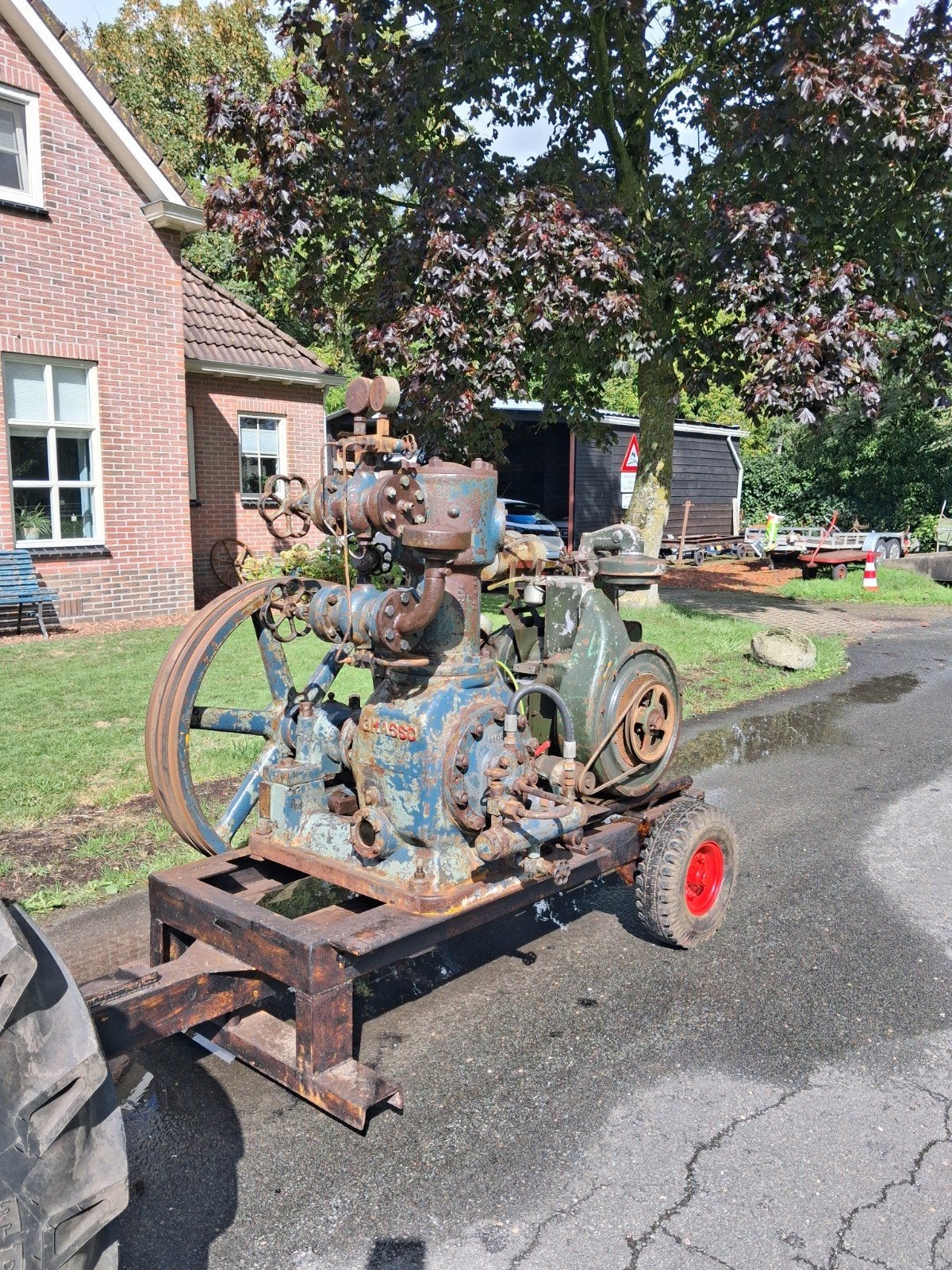 Ruston stationaire motor met Grasso ammoniak compressor, Ophalen, Gebruikt, Dieselmotor