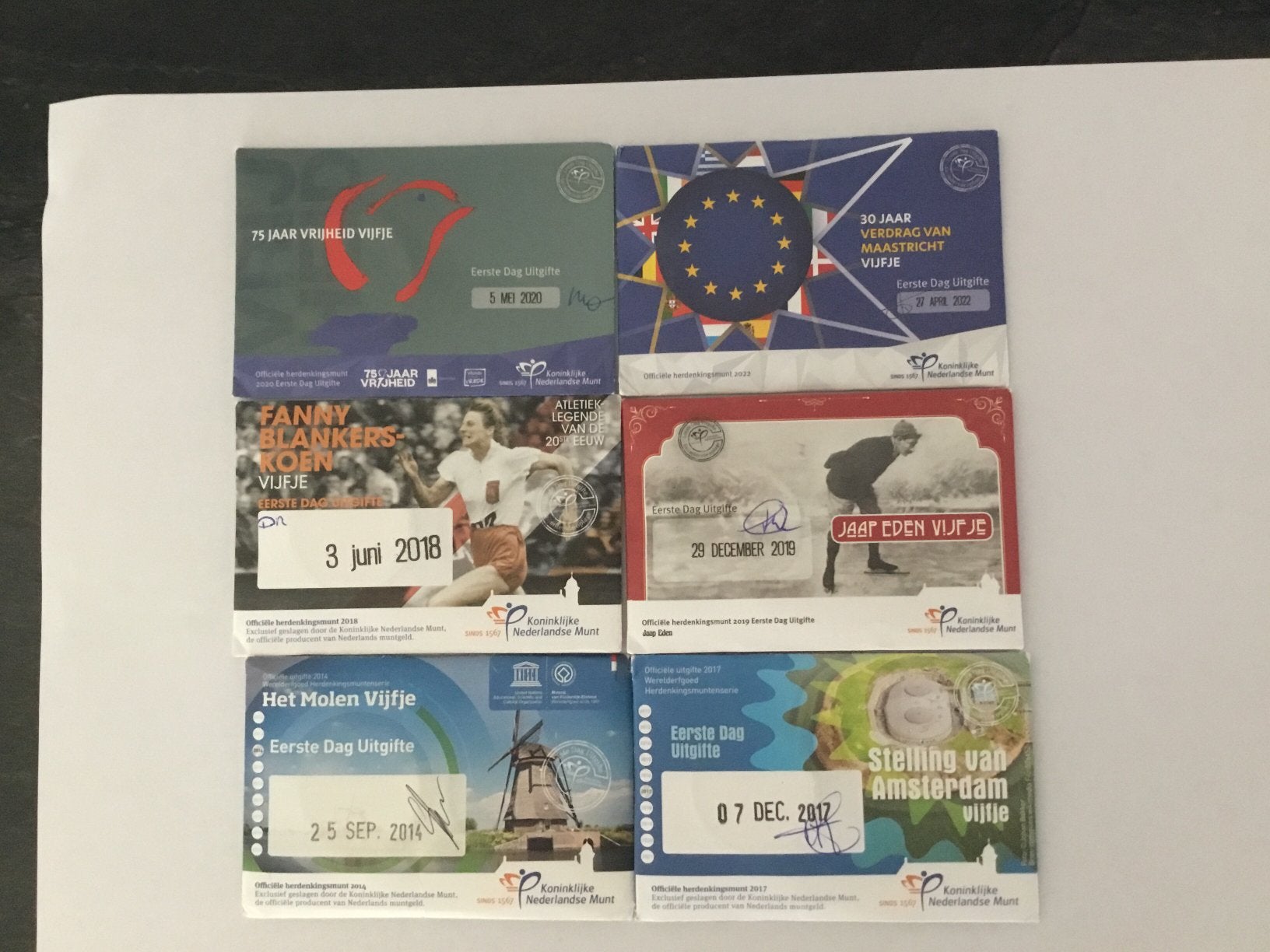 6x EERSTE DAGUITGIFTEN-, Ophalen of Verzenden, Overige landen, 2 euro