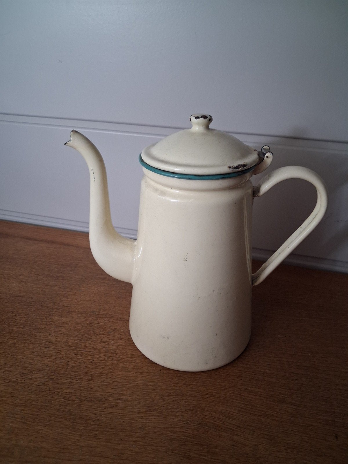 Vintage geëmailleerde koffiepot met filter, Ophalen of Verzenden