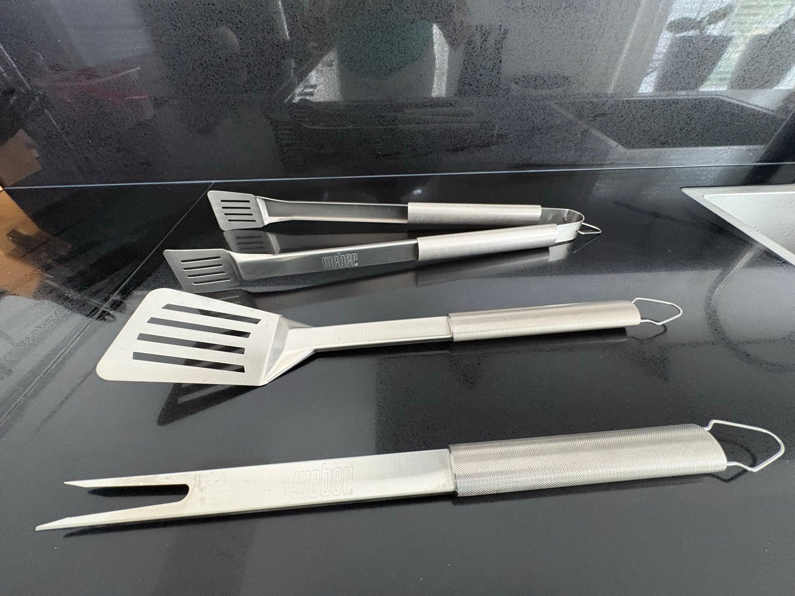 Weber BBQ Gereedschap Set - Tang, Spatel, Vleesvork, Ophalen of Verzenden, Zo goed als nieuw