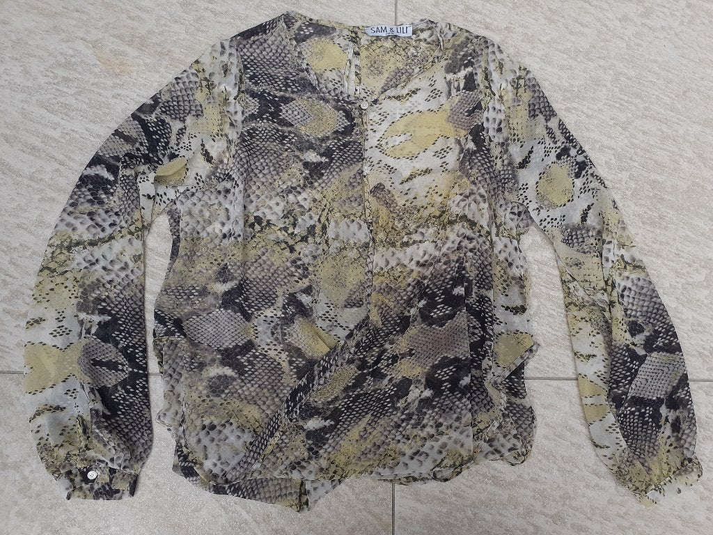 Sam & Lili blouse / tuniek geel / grijs maat S - Sam et Lili, Kleding | Dames, Sam & Lili, Geel, Ophalen of Verzenden, Zo goed als nieuw