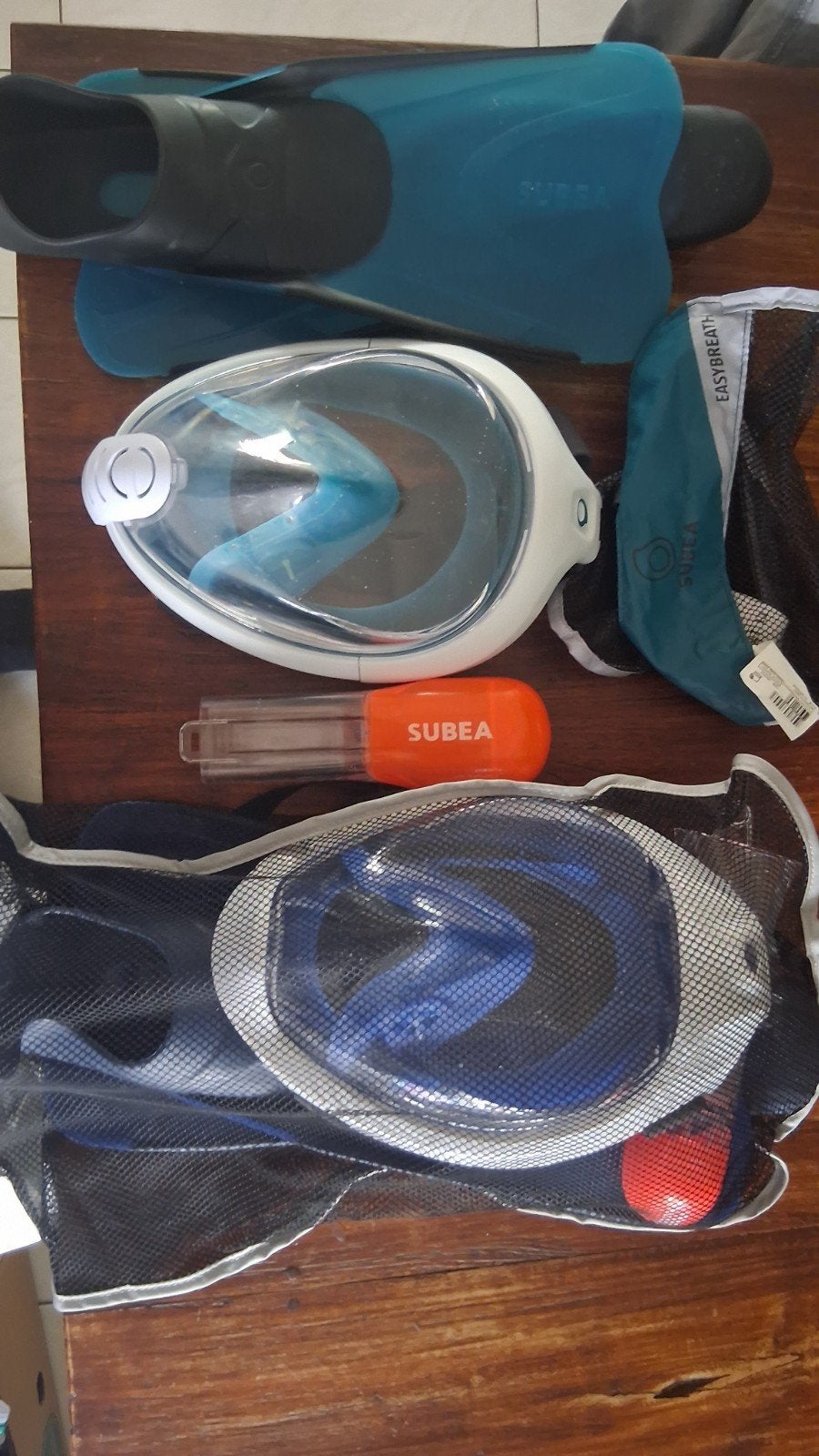 Snorkelset Subsea Easybreath met vinnen en tas, Watersport en Boten, Ophalen, Gebruikt, Snorkelset