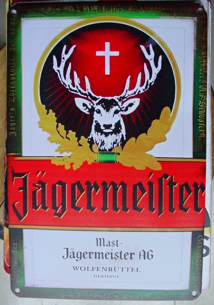 JAGERMEISTER REKLAME -METAAL-, Ophalen of Verzenden, Gebruikt, Reclamebord