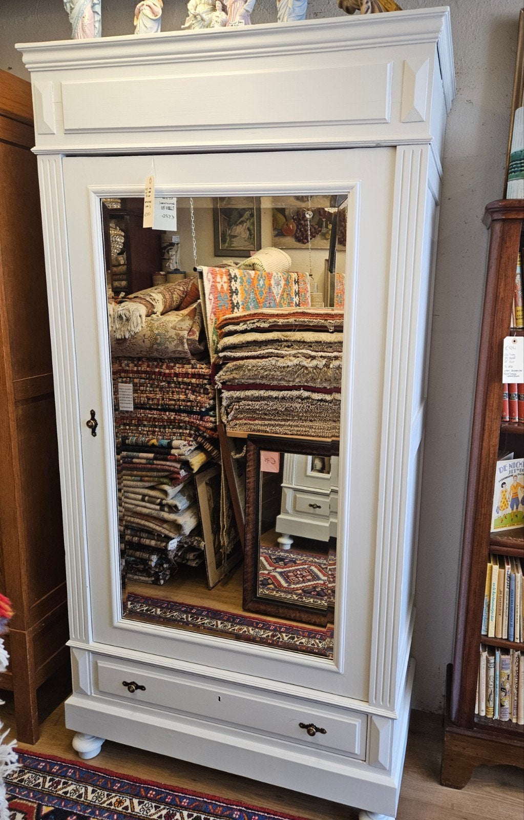 Antieke brocante geschilderde kast, Huis en Inrichting, Tweedehands, 100 tot 150 cm, 200 cm of meer, Eikenhout