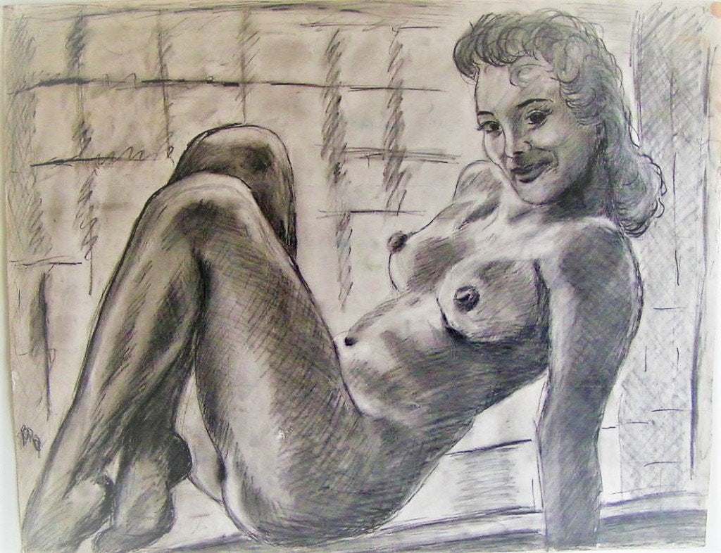 Bernard Bekman mooie naaktpose "potlood tekening", Antiek en Kunst, Kunst | Tekeningen en Foto's, Ophalen of Verzenden, Tekening