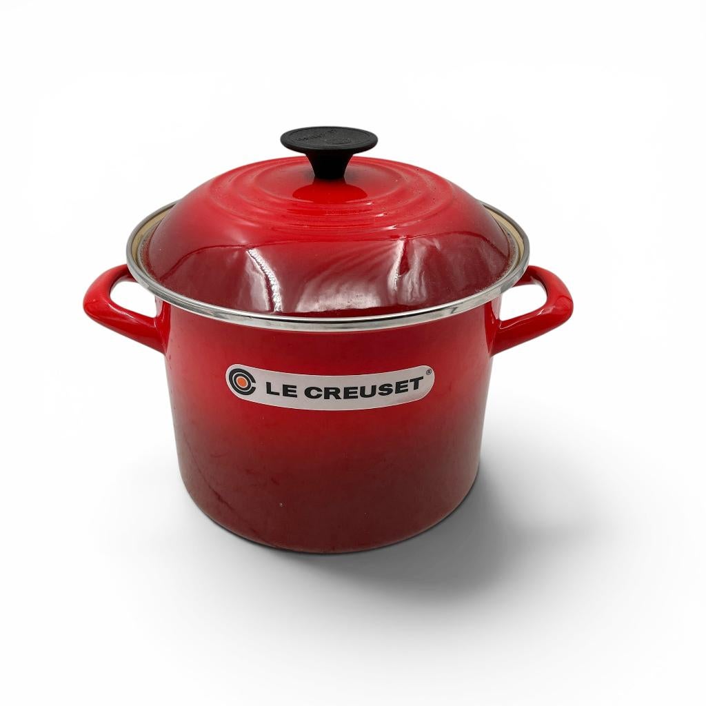 Emaille Le Creuset pan, zgan, Gietijzer, Le Creuset, Ophalen of Verzenden, Zo goed als nieuw