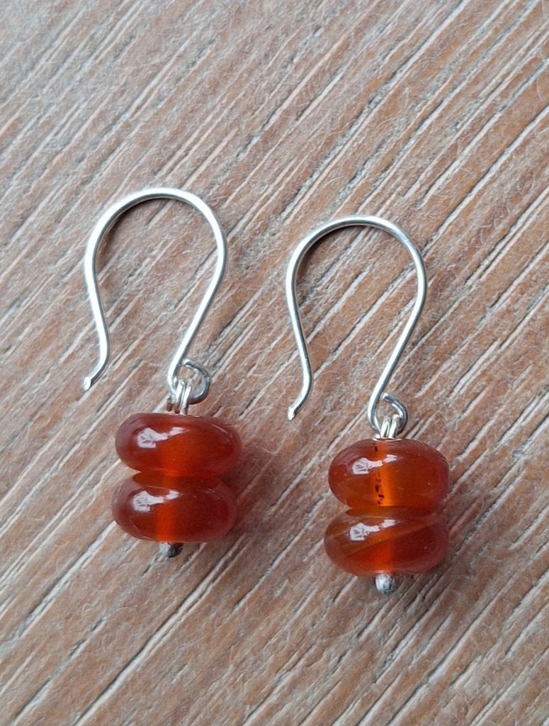 handgemaakte oorbellen echt zilver en carneool, Hangers, Verzenden, Nieuw, Oranje