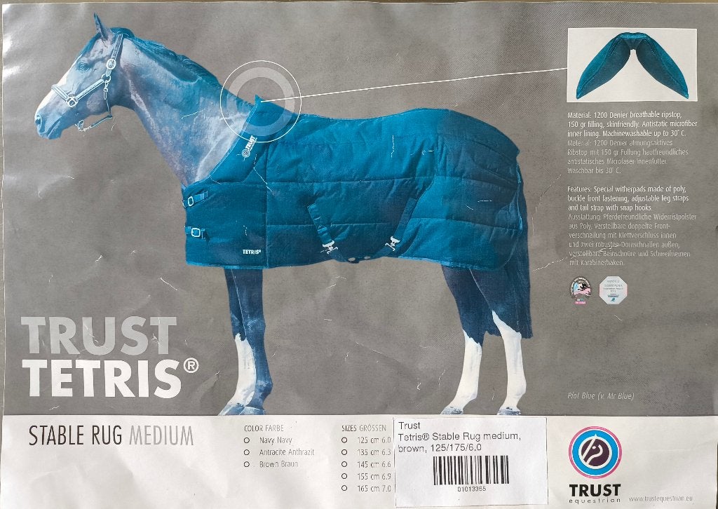 TRUST Stable Rug Medium Paardendeken 150-grams Bruin OP=OP!, Dieren en Toebehoren, Paarden en Pony's | Dekens en Dekjes, Ripstop