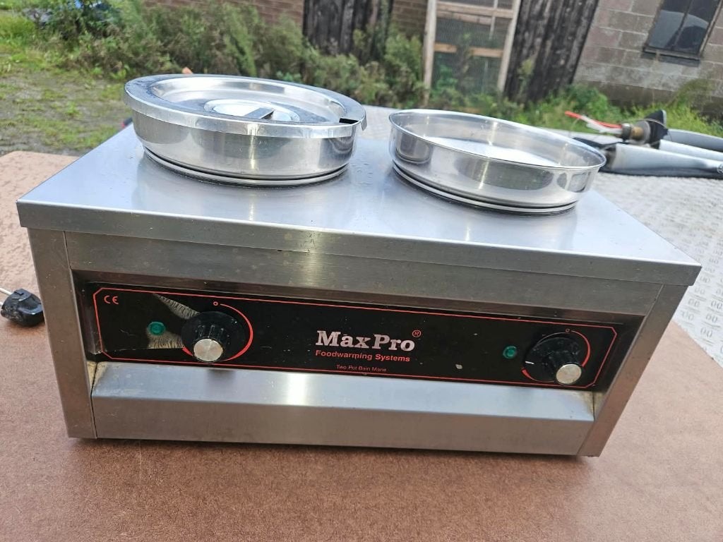 au bain Marie sauswarmer MAX PRO 2 pannen, Huis en Inrichting, Gebruikt, Overige typen, Ophalen of Verzenden, Rvs