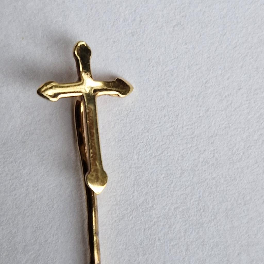 14K Geelgouden Kruisspeld, Sieraden, Tassen en Uiterlijk, Broches, Ophalen of Verzenden, Zo goed als nieuw, Goud, Goud