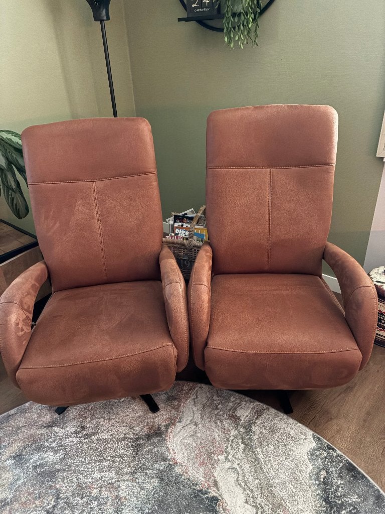 2 comfortabele relaxfauteuils (Magnifique serie Meubelzorg), Ophalen, Gebruikt, Minder dan 75 cm, Metaal