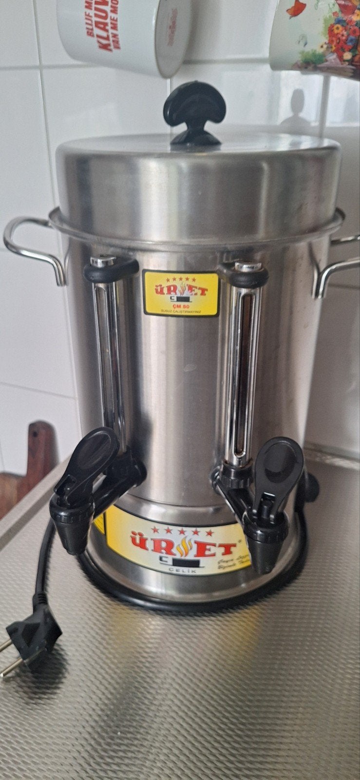 RVS Waterkoker/Theemaker met dubbele kraan, Witgoed en Apparatuur, Waterkokers, 2 liter of meer, Ophalen, Gebruikt, Rvs