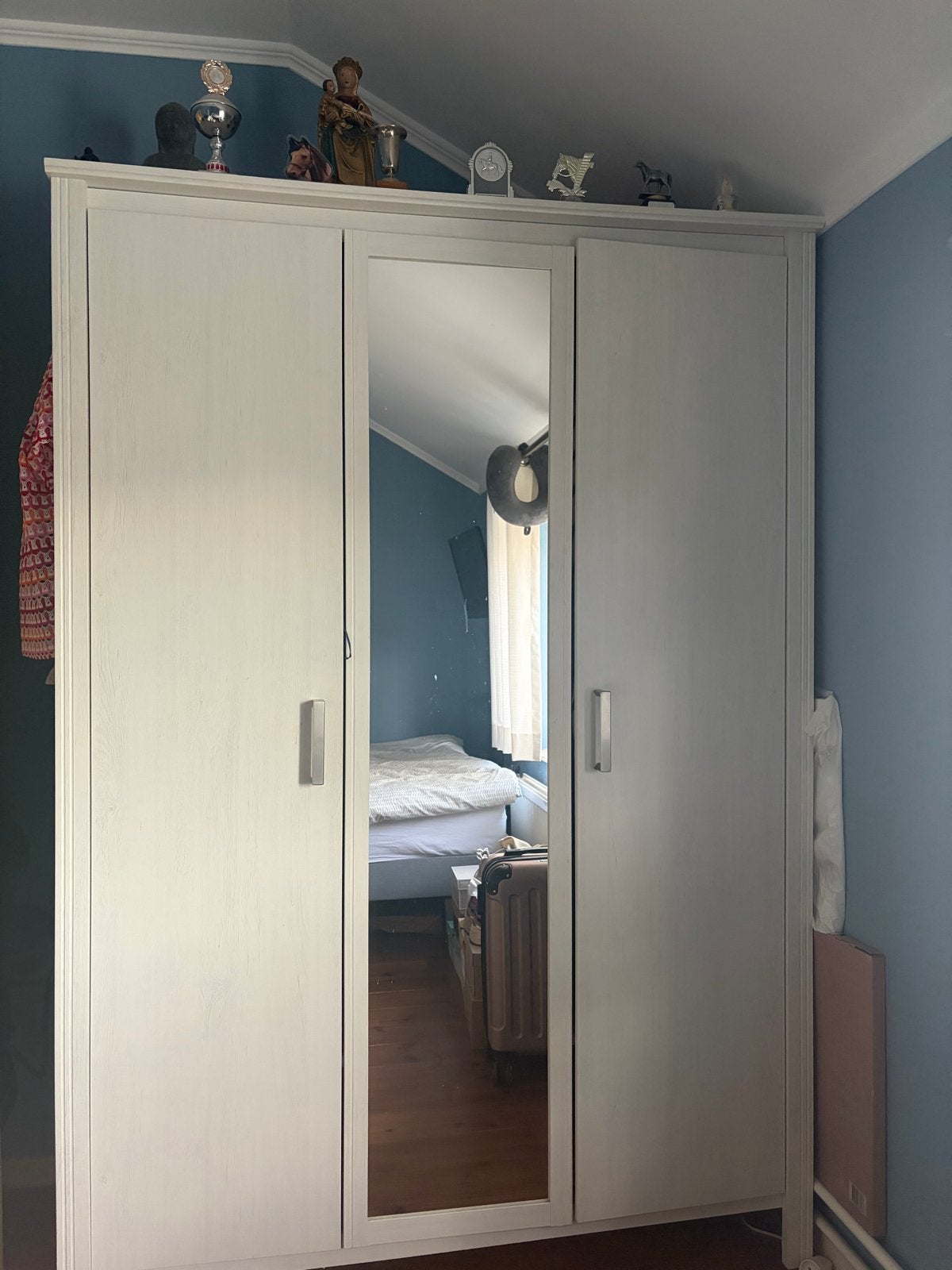 Kledingkast met spiegel, Ophalen, Gebruikt, 100 tot 150 cm, 200 cm of meer