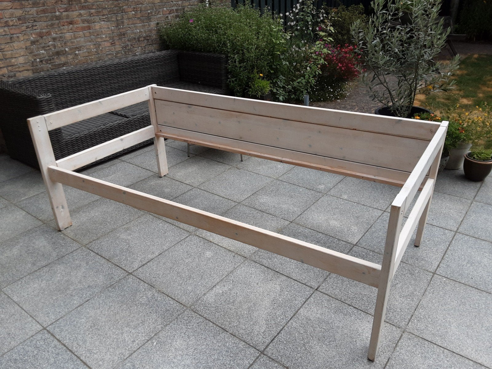 Lifetime Eenpersoonsbed - Wit Hout - white wash bed Deens, Ophalen, Gebruikt, 90 cm, Eenpersoons