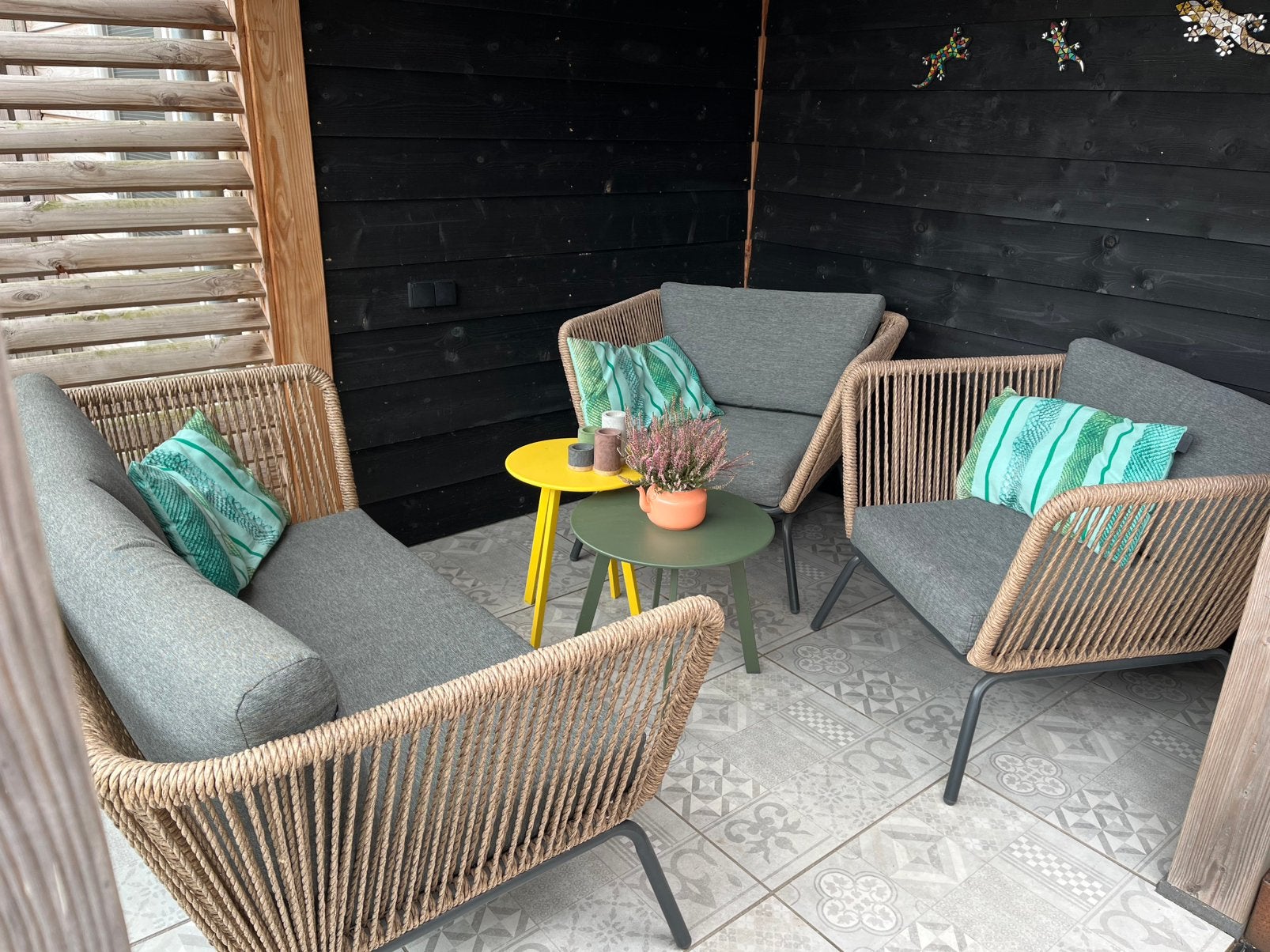 Te koop, Intratuin Iris loungeset  2-zits bank en 2 stoelen, Ophalen, 4 zitplaatsen, Loungeset, Wicker