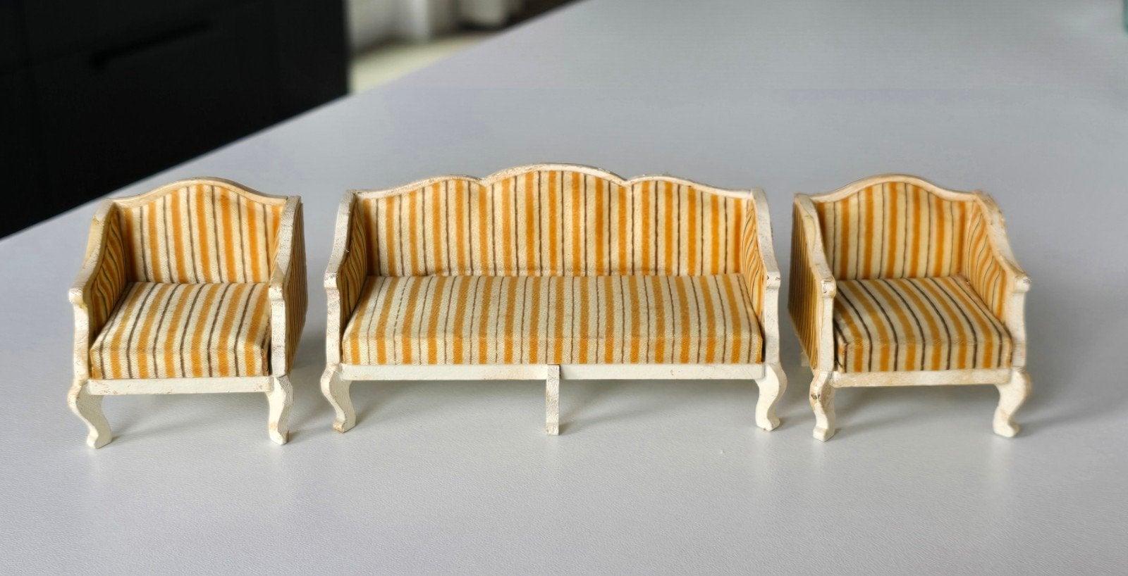 Lundby Vintage Miniatuur Poppenhuis - Bank en 2 Fa, Ophalen of Verzenden, Gebruikt, Overige typen