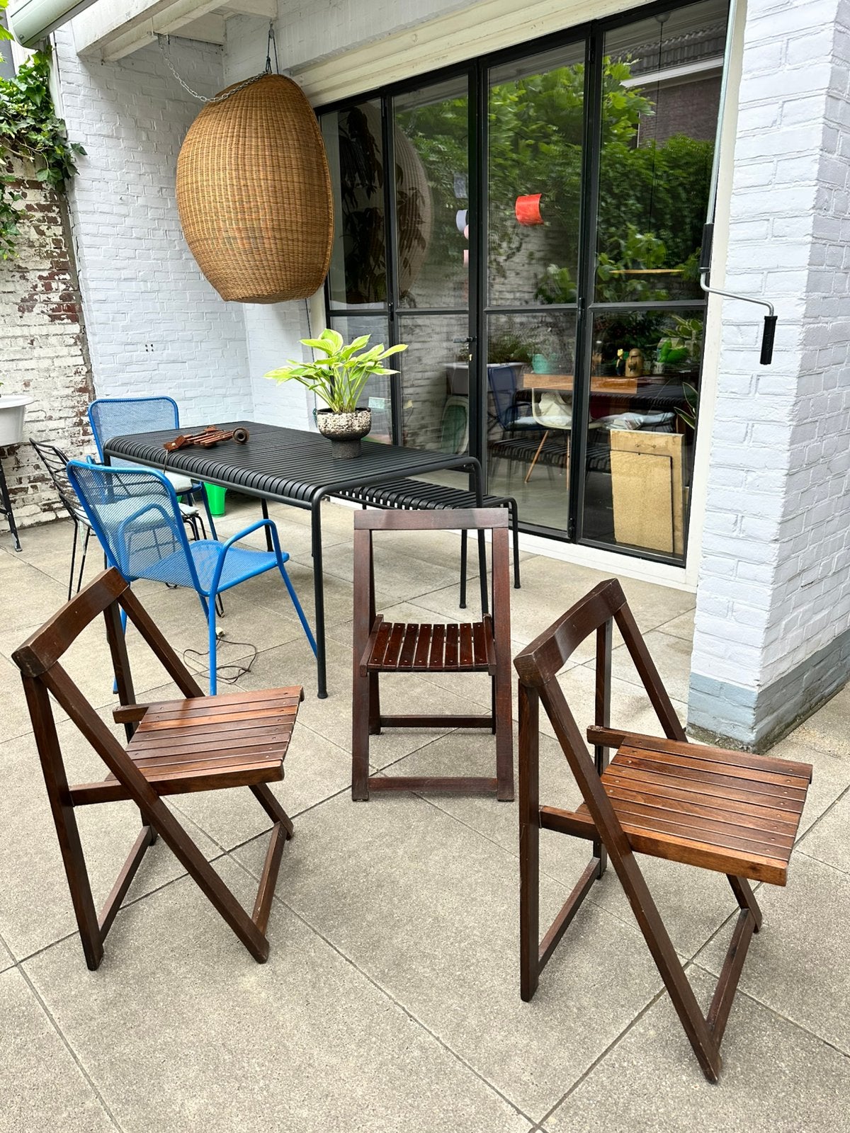 Set van drie Klapstoelen Aldo Jacober voor Bazzani Italy, Overige kleuren, Drie, Ophalen of Verzenden, Zo goed als nieuw