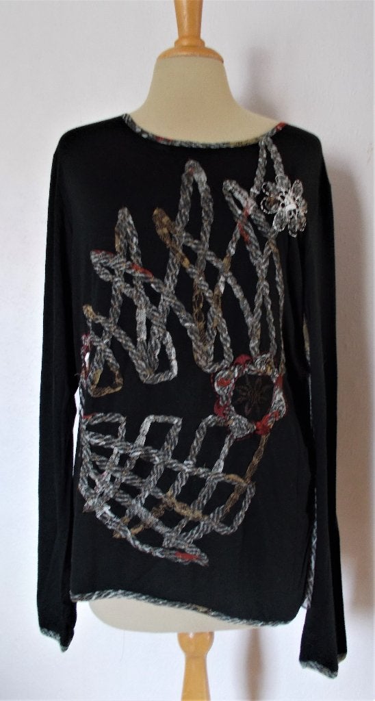 Aparte zwarte bewerkte top van Karlopik! XXL, Verzenden, Zwart, Maat 46/48 (XL) of groter, Nieuw