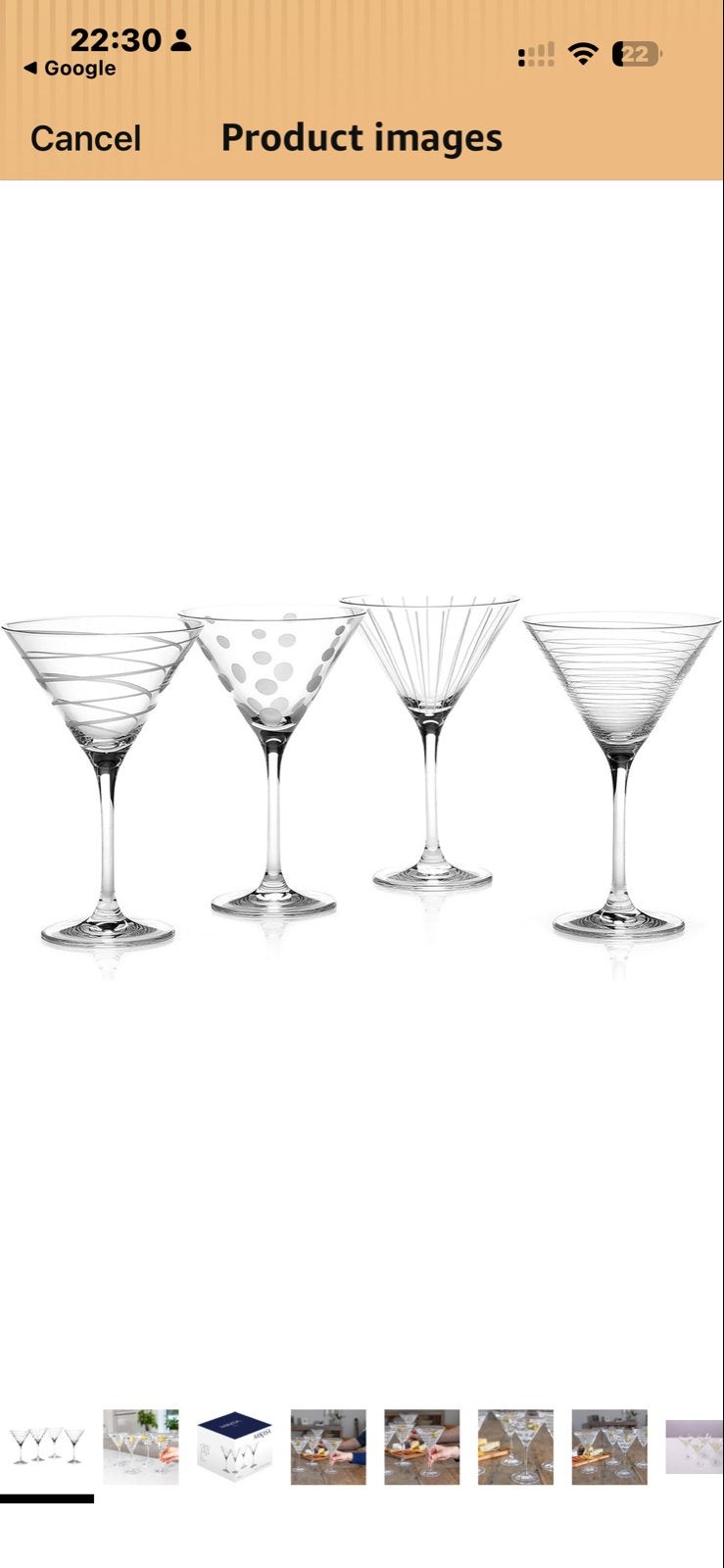 Mikasa Cheers Martini Glazen Set - 4 Stuks, Nieuw, Ophalen of Verzenden, Overige merken, Glas