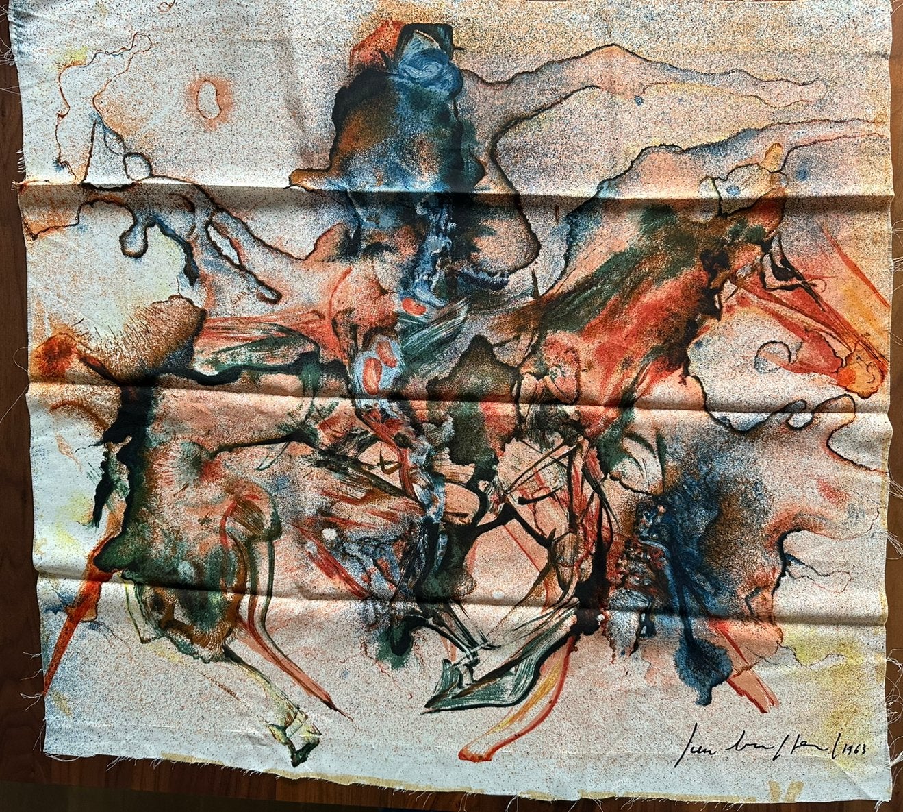 Abstract textieldoek ( Jan Burssens ) Nijverheid Enschede, Ophalen of Verzenden