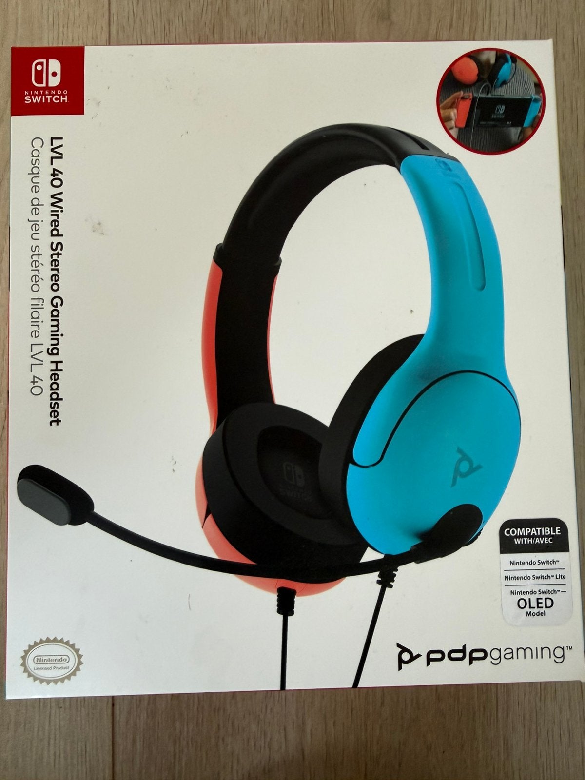 PDP LVL40 Wired Headset voor Nintendo Switch - Blauw/Rood, Ophalen of Verzenden, Zo goed als nieuw