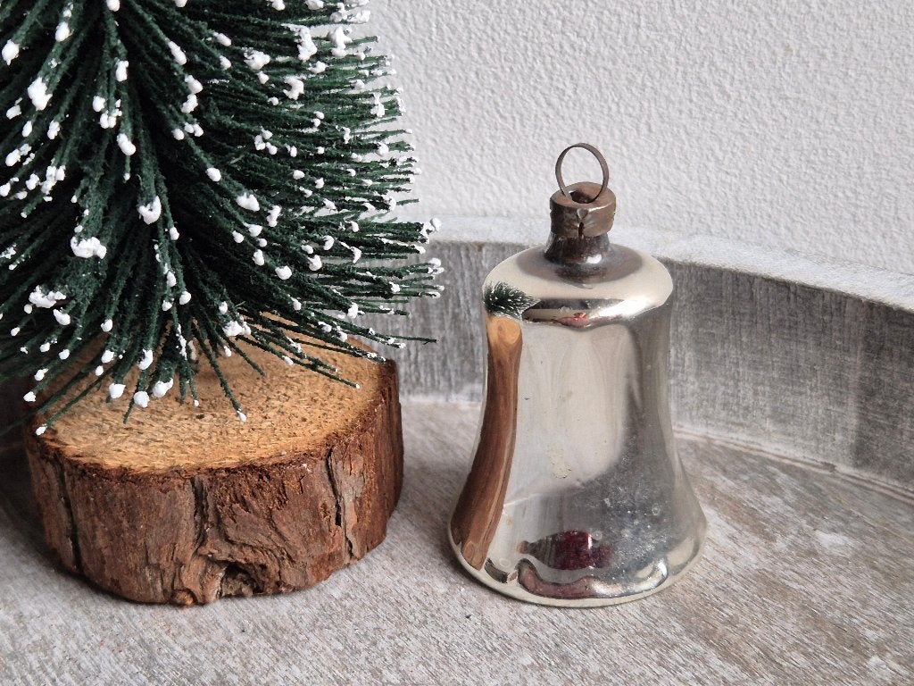 Vintage kerstbal klokje klein zilver 520, *, Gebruikt, *, Ophalen of Verzenden