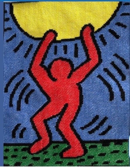 Nieuw Borduurwerk: Keith Haring Geïnspireerd Kunstwerk, Hobby en Vrije tijd, Ophalen of Verzenden, Nieuw, Handborduren, Overige typen
