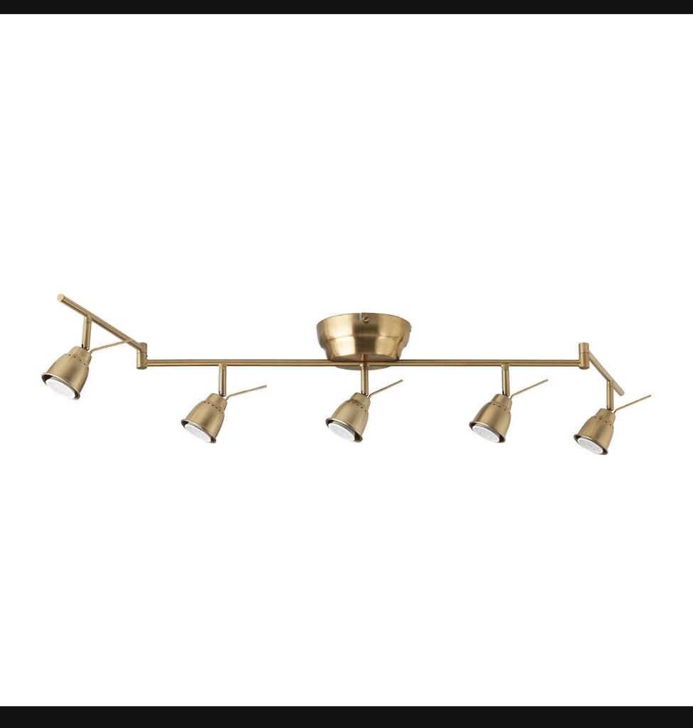 Ikea Barometer Plafondspot 5-spots messingkleur, Huis en Inrichting, Ophalen, Metaal of Aluminium, Zo goed als nieuw, GU 10 spot light