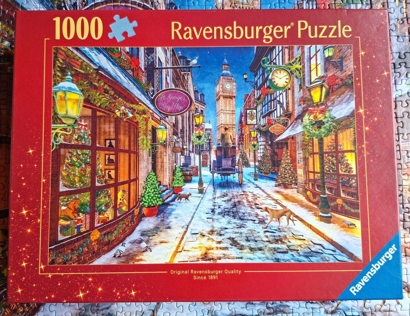 Ravensburge kerstpuzzel 1000 stukjes - Londen Kerst, Ophalen of Verzenden, 500 t/m 1500 stukjes, Zo goed als nieuw, Legpuzzel