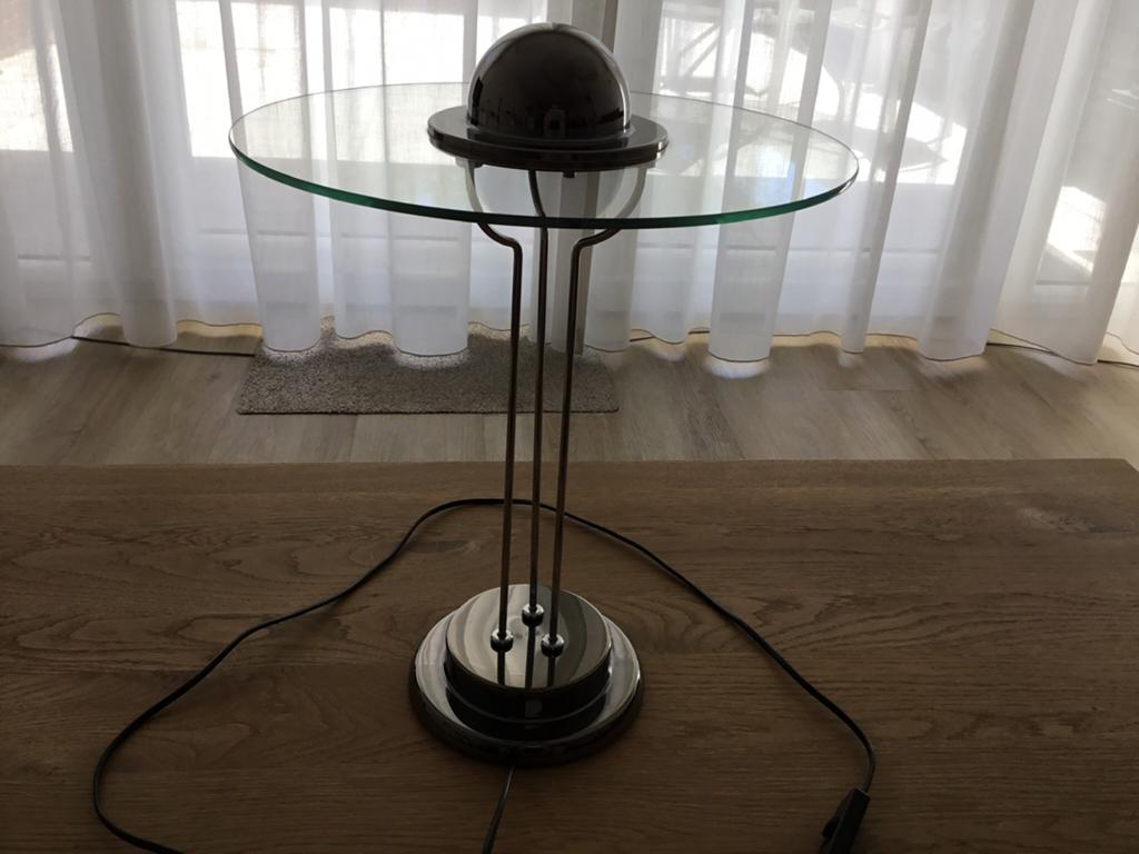 Tafellamp glas met chroom, Huis en Inrichting, Lampen | Tafellampen, Ophalen, Gebruikt, Glas, 50 tot 75 cm