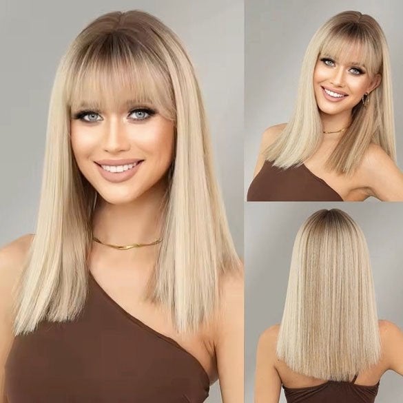 Pruik halflang steil haar blondmix model Sandy, Verzenden, Nieuw, Pruik of Haarverlenging
