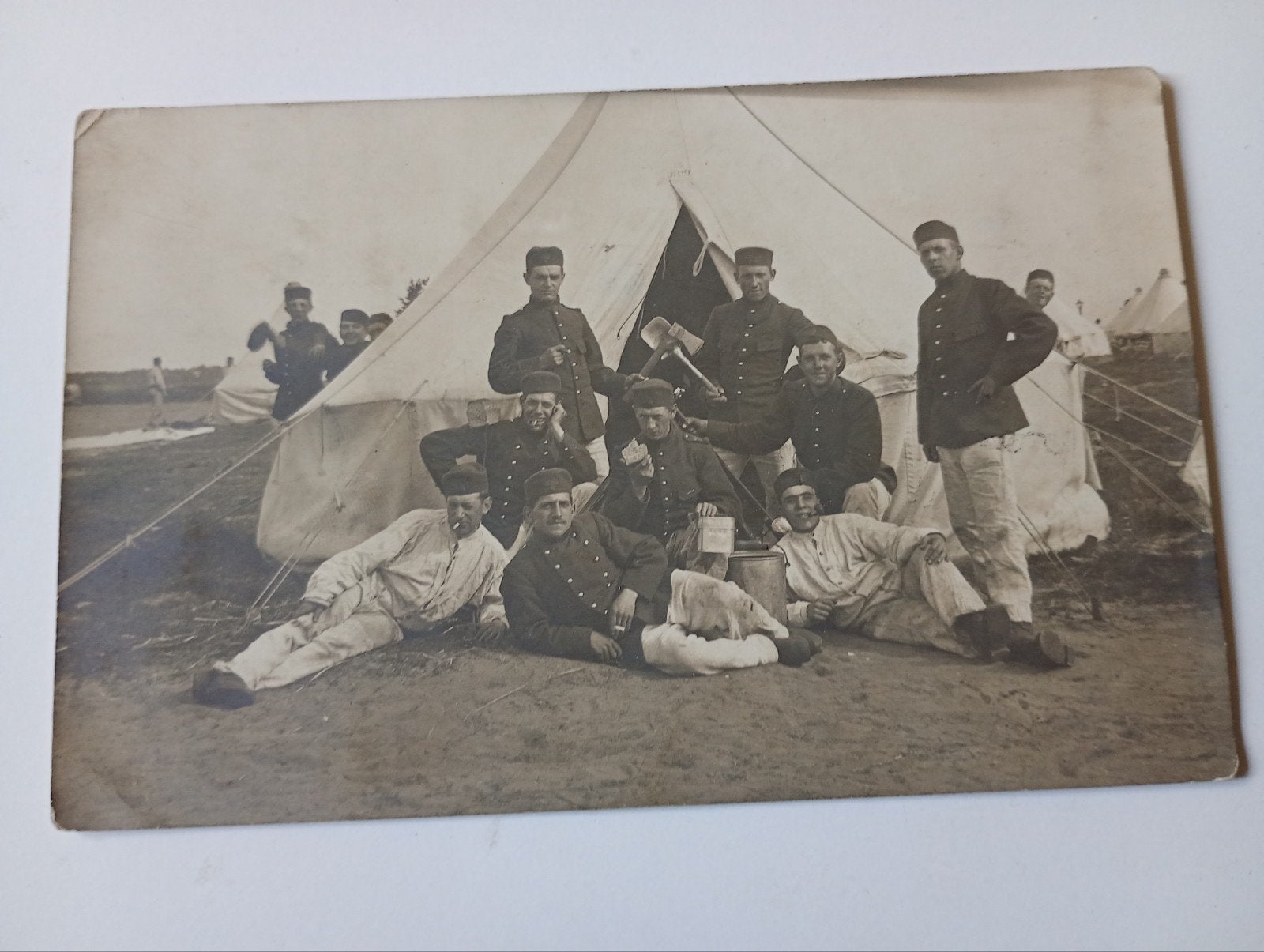Fotokaart Harskamp Militairen 1912, Ophalen of Verzenden, Voor 1920, Gelopen, Gelderland