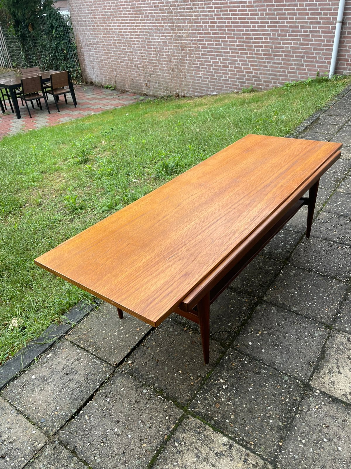 Vintage salontafel om omdraaibaar blad, Huis en Inrichting, Ophalen, O, O, Teakhout