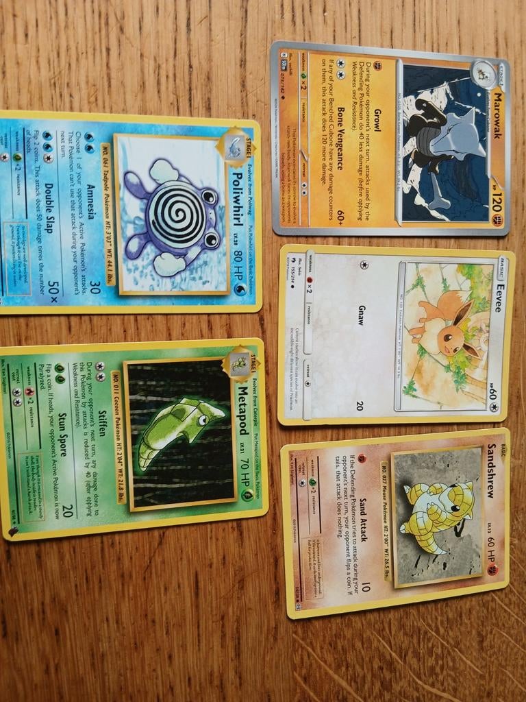 Pokémon Kaarten: Marowak, Poliwhirl, Metapod, Eeve, Ophalen of Verzenden, Gebruikt, Meerdere kaarten