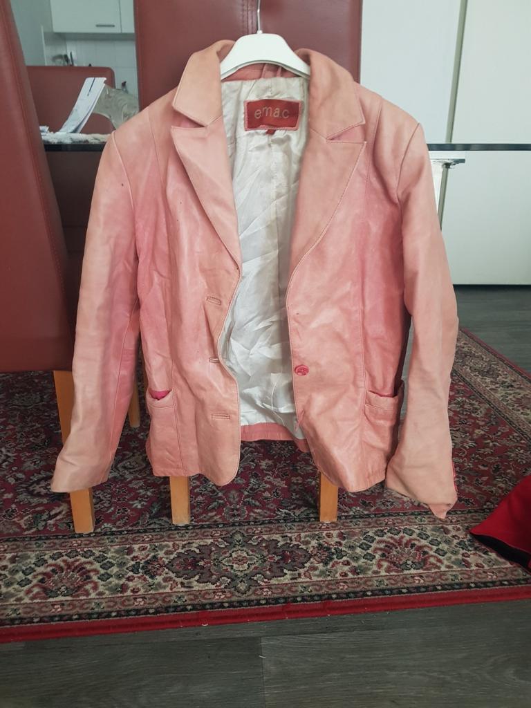 Roze echte leren dames jas van merk e.m.a.c   maat 36/, Kleding | Dames, Ophalen of Verzenden, Jasje, Roze, Maat 36 (S)