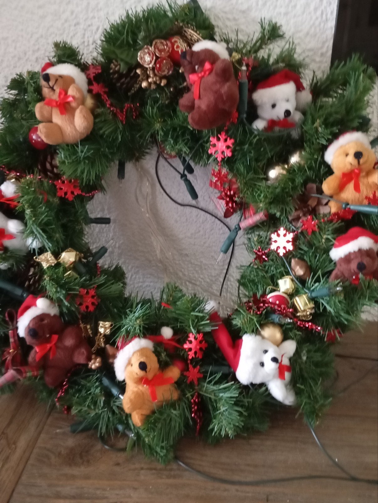 KERSTKRANS MET VERLICHTING MET BEREN EN DECORATIE NU 17€ ZIE, Ophalen of Verzenden