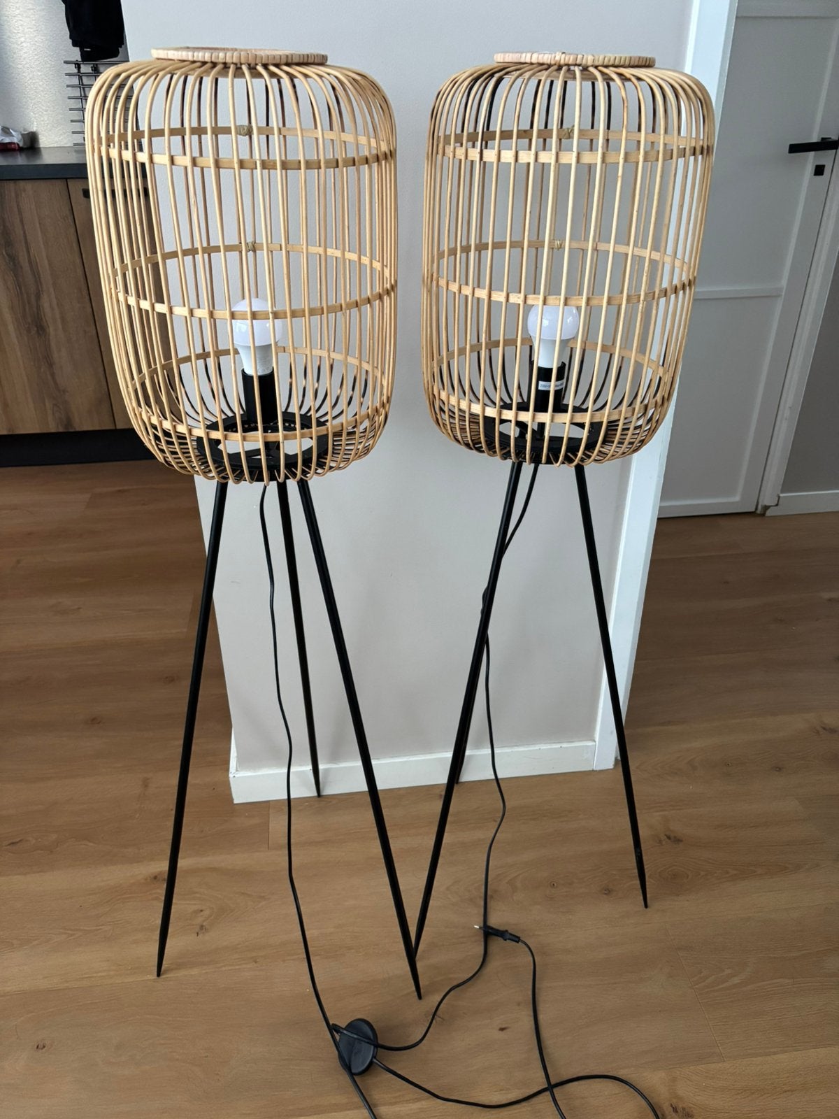 Vloerlampen, Ophalen, 100 tot 150 cm, Natuurlijk materiaal, E27 (groot)